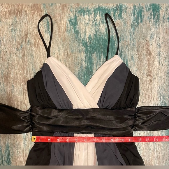 Y2K Vintage Cocktail Dress; Small; black/grey/white - Picture 8 of 9